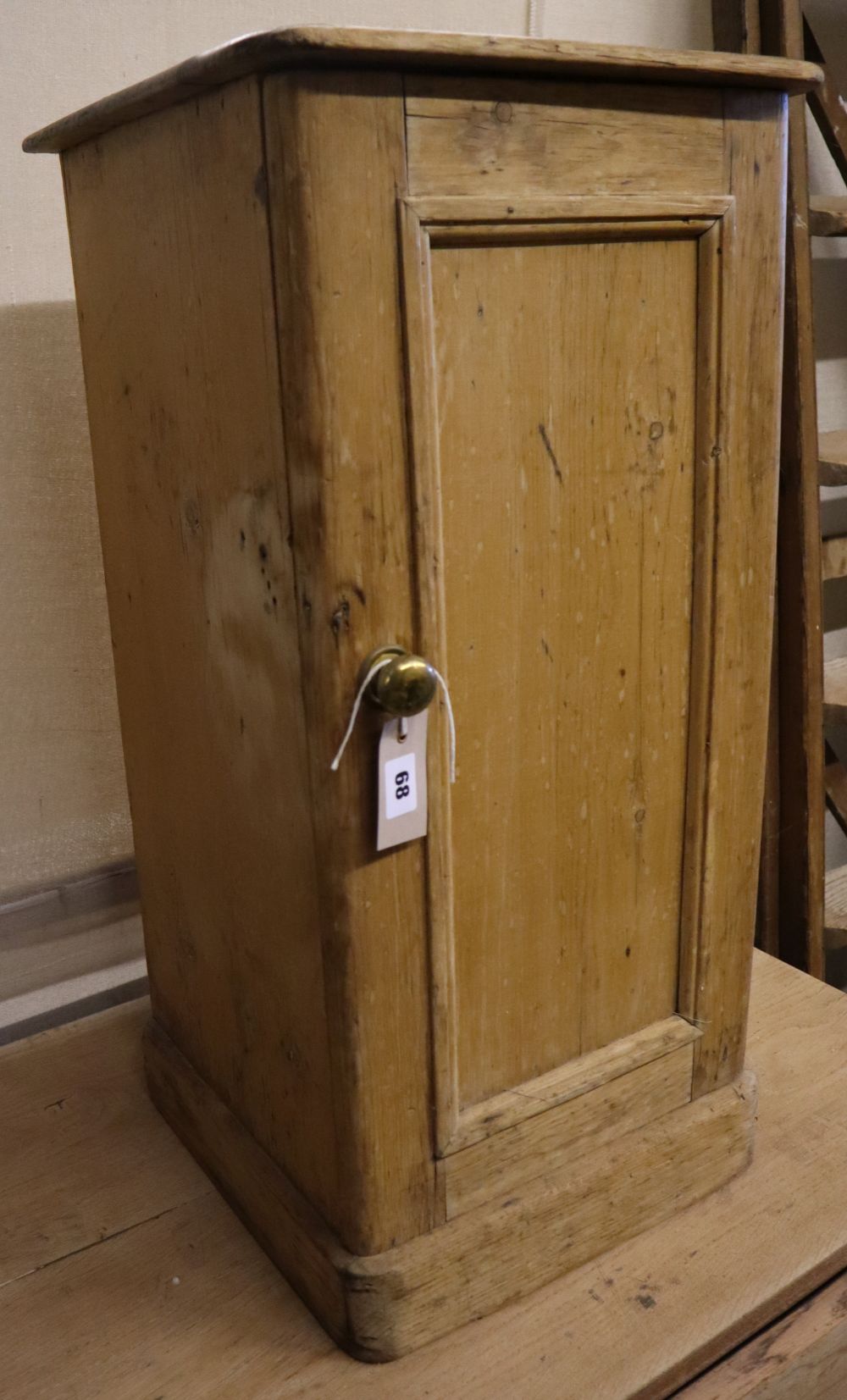 A Victorian pine bedside cabinet, width 37cm, depth 58cm, height 43cm